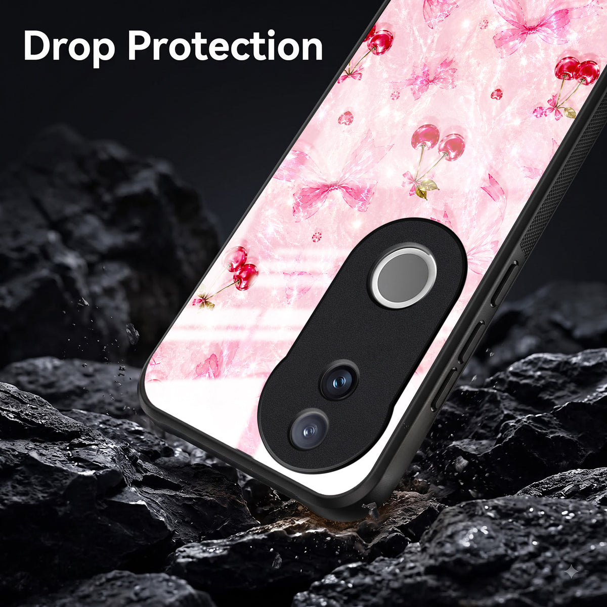 Vivo V50 5G Pink Cherry Blossom Acrylic Glass Back Case