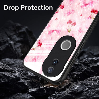 Vivo V50 5G Pink Cherry Blossom Acrylic Glass Back Case