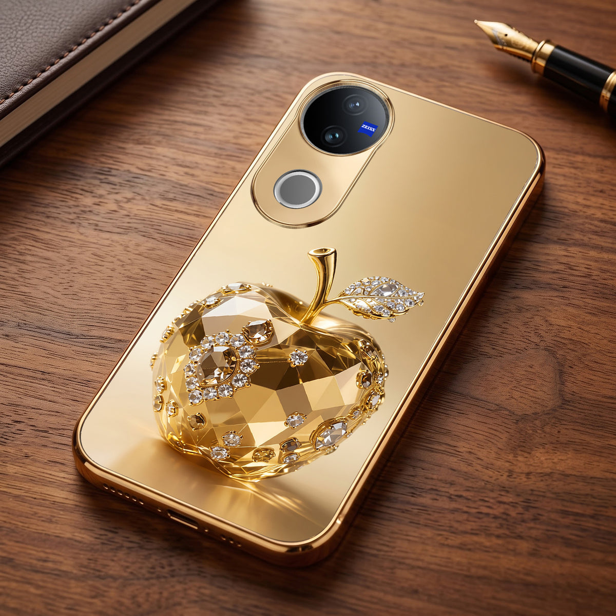 Vivo V50 5G Golden Apple Gold Electroplated Glass Phone Back Case