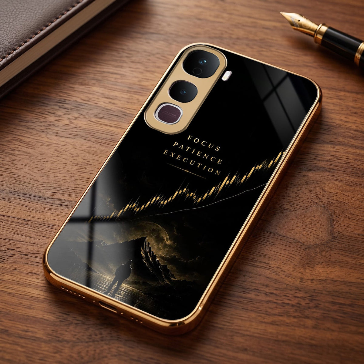 Vivo Y400 Pro 5G Focus Gold Electroplated Glass Phone Back Case