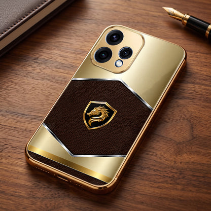 Oppo Reno 15 5G Dragon Crest Gold Electroplated Glass Phone Back Case