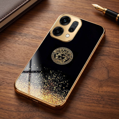 Oppo Reno 14 5G Medusa Head Gold Electroplated Glass Phone Back Case