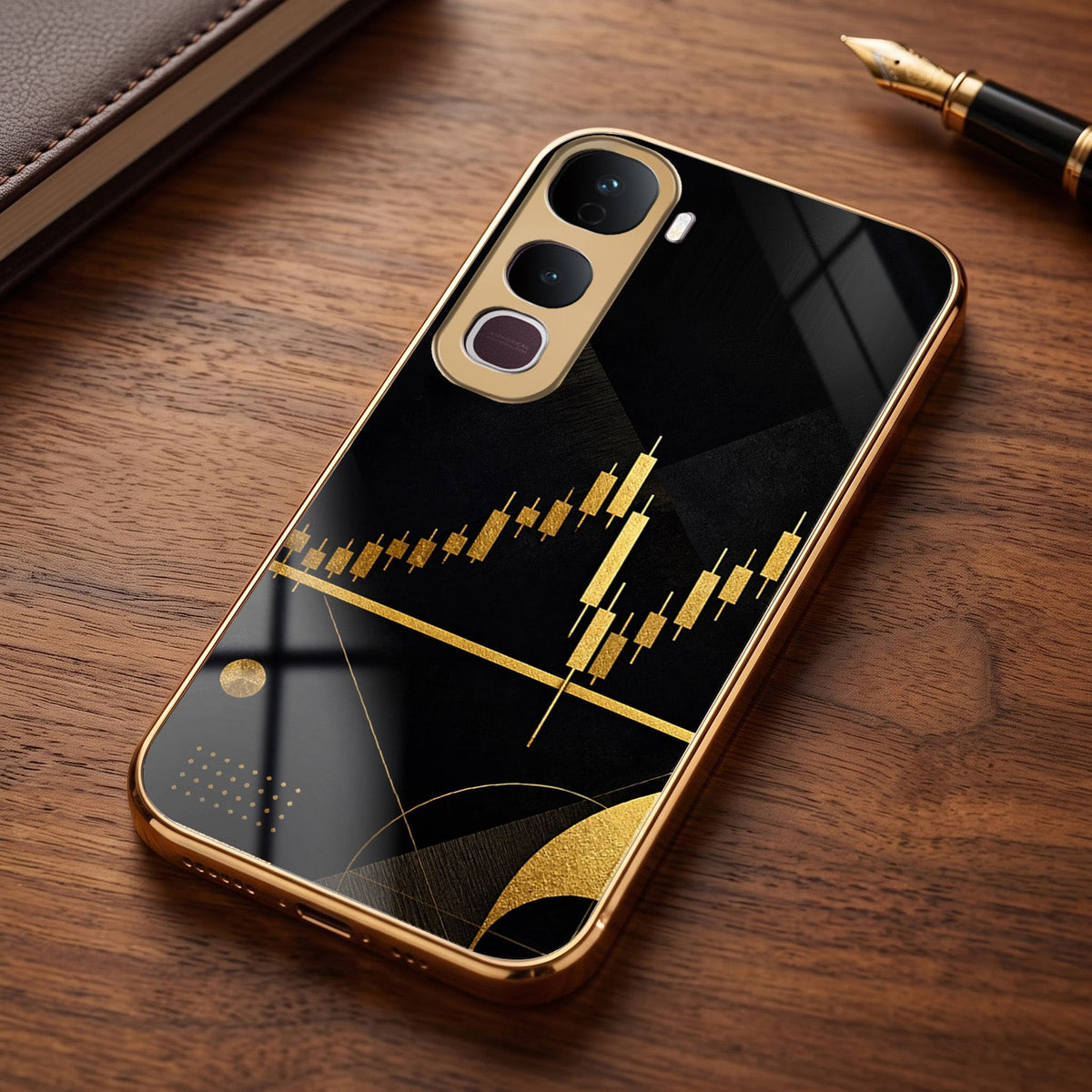 Vivo Y400 Pro 5G Trading Candles Gold Electroplated Glass Phone Back Case