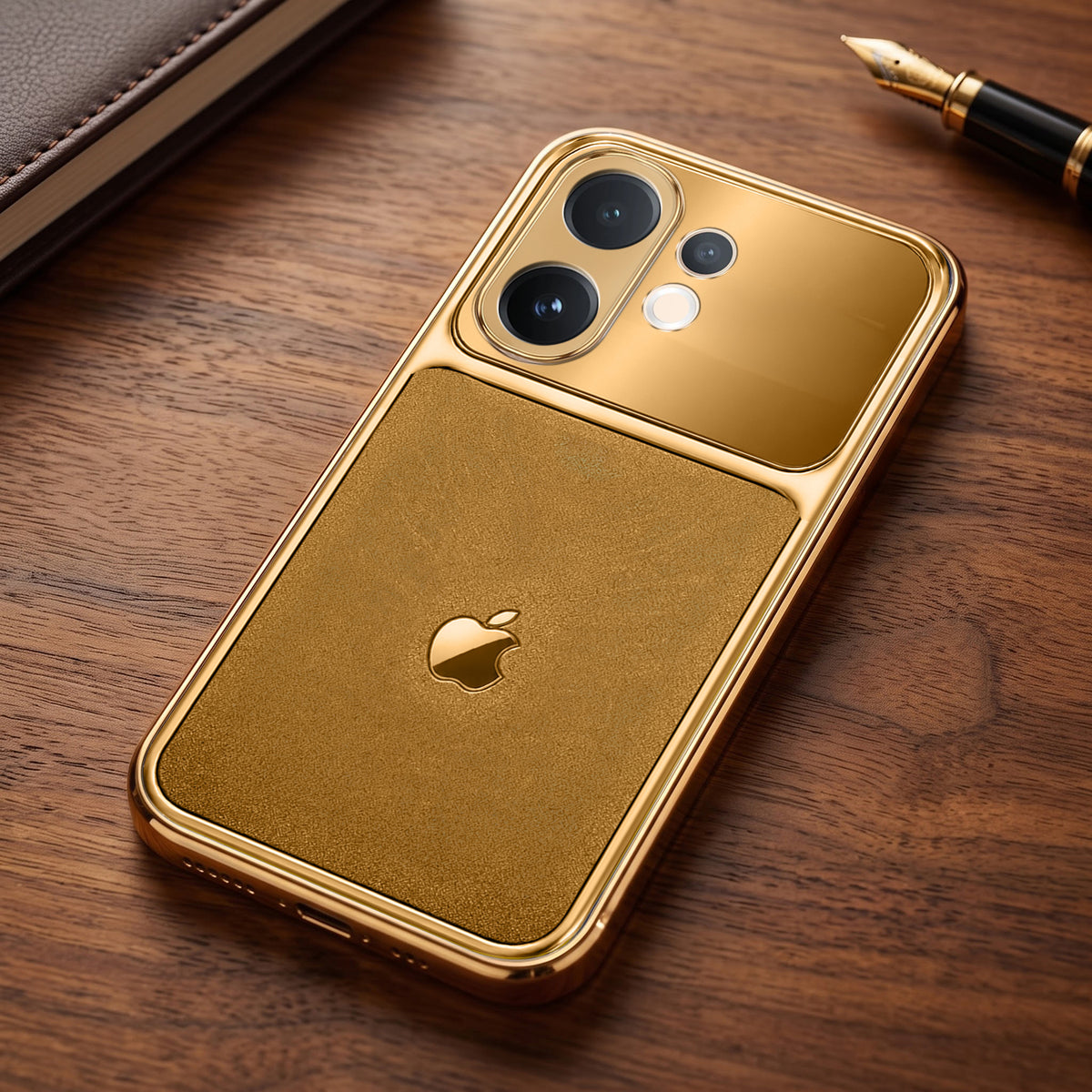 Vivo V60 5G Royal Touch Apple Gold Electroplated Glass Phone Back Case