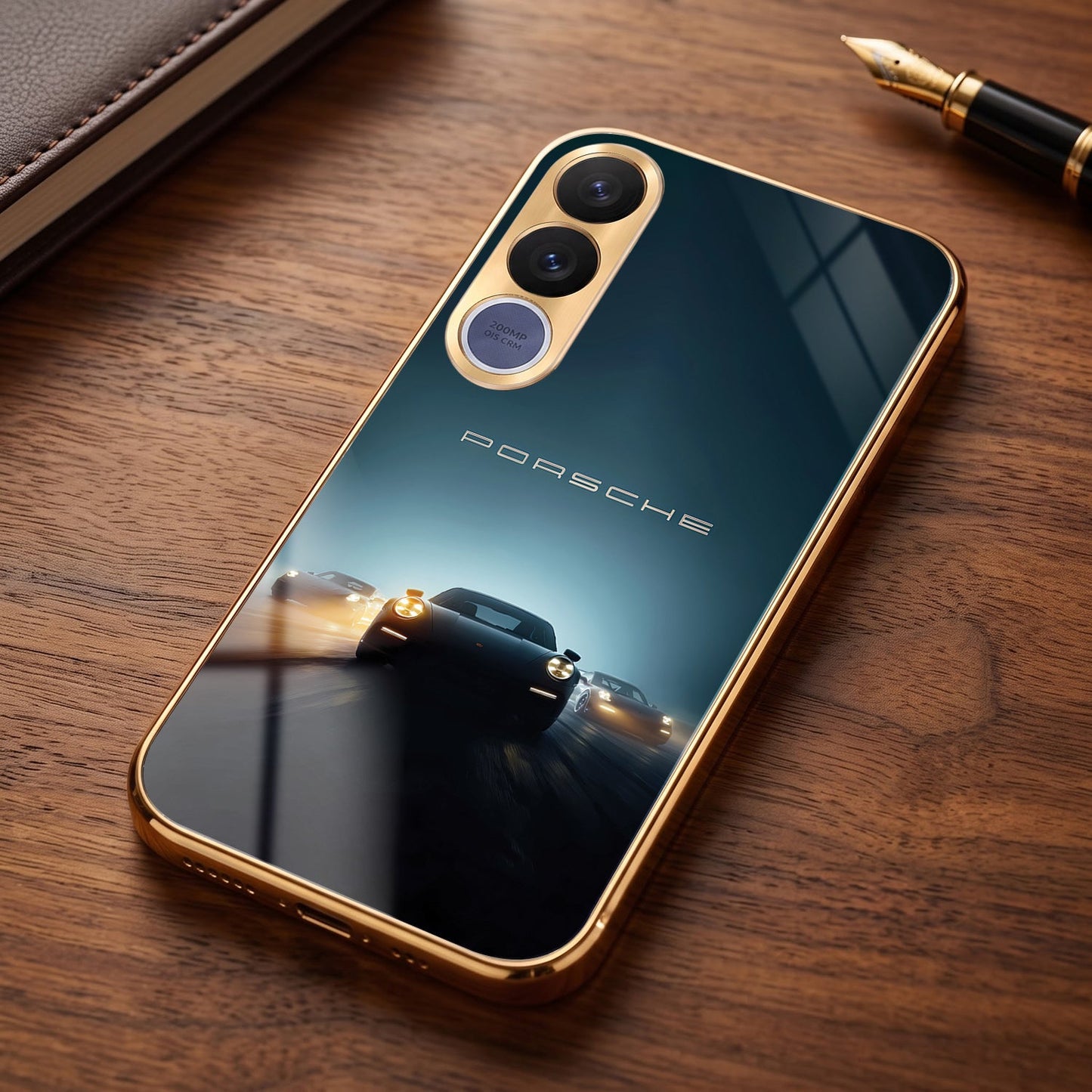 Vivo V70 FE 5G Porsche Luxury Gold Electroplated Glass Phone Back Case