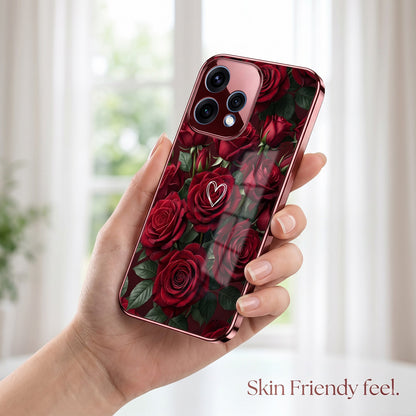 Oppo Reno 15 5G Rose Heart Burgundy Electroplated Glass Back Case