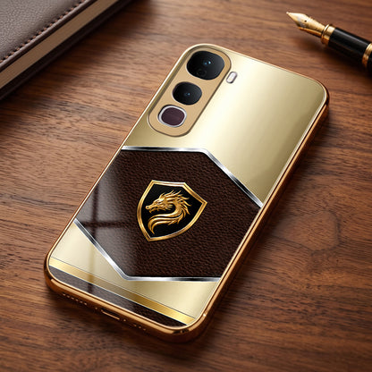 Vivo Y400 Pro 5G Dragon Crest Gold Electroplated Glass Phone Back Case