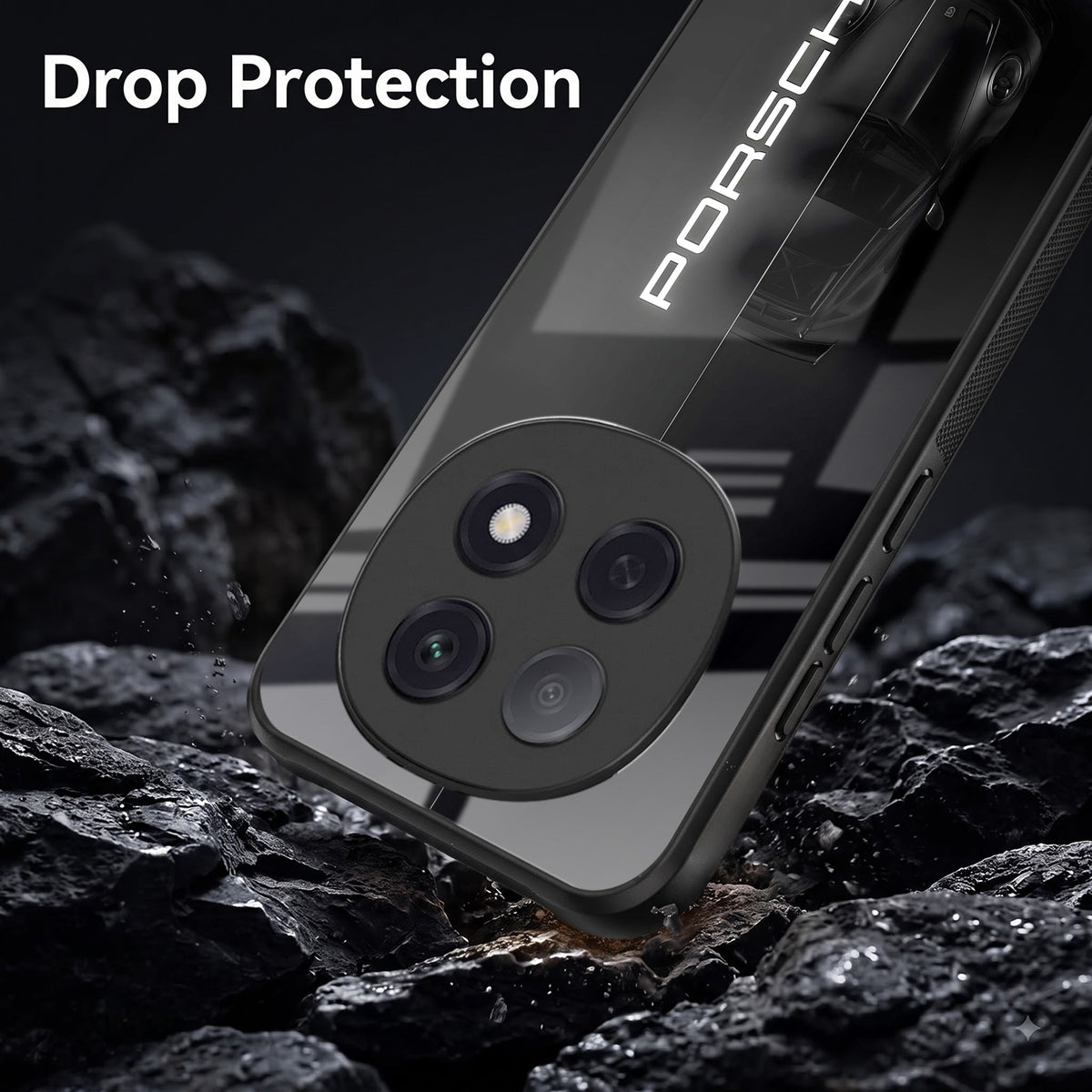 Oppo F29 Pro 5G Premium Acrylic Shockproof Glass Back Case (Black Porsche)
