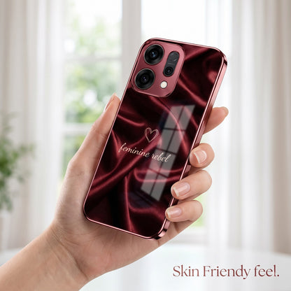 Oppo Reno 14 5G Feminine Rebel Burgundy Electroplated Glass Back Case