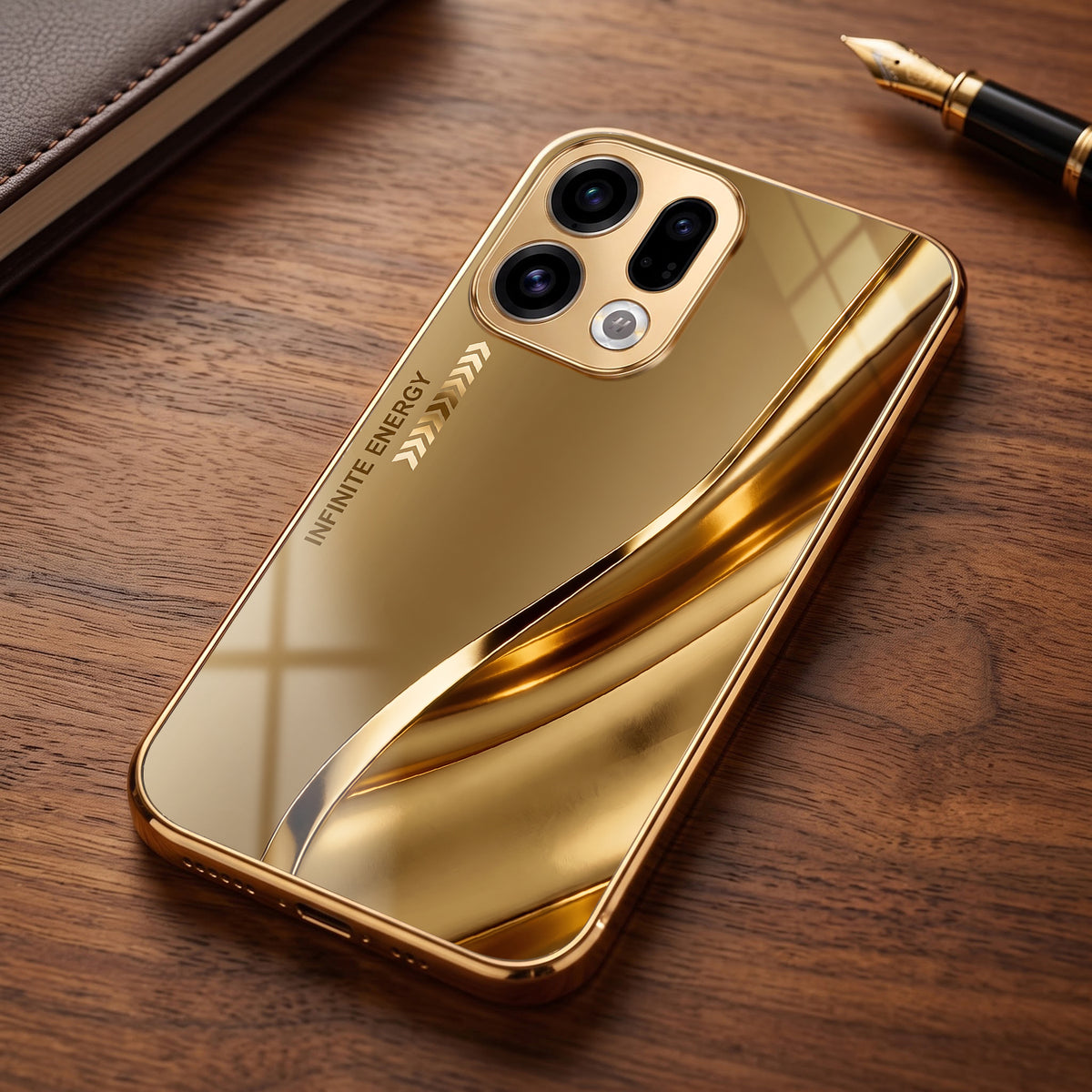 Oppo Find X9 5G Luxury Infinity Energy Gold Electroplated Glass Phone Case
