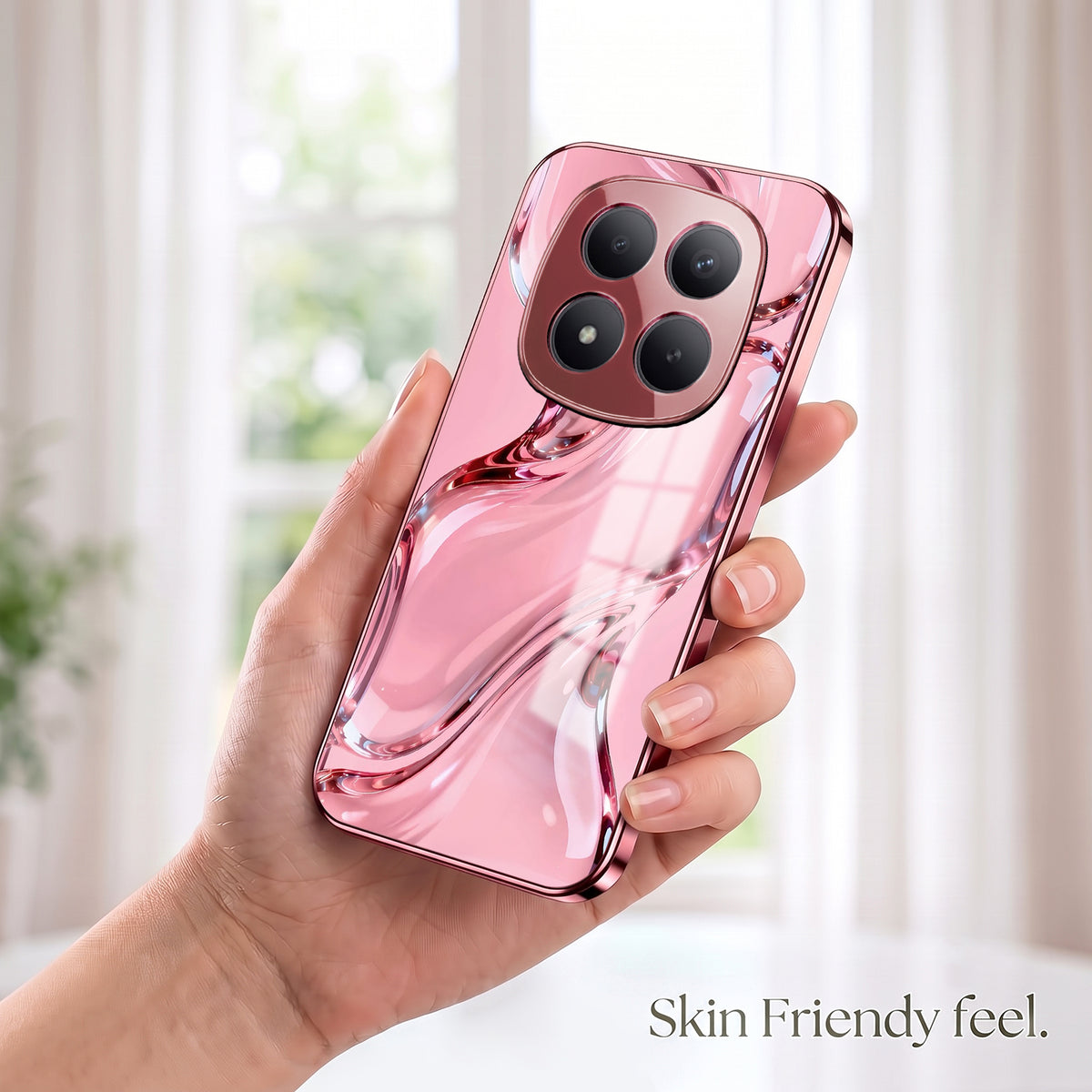 Redmi Note 15 Pro+ 5G Crystal Wave Energy Pink Electroplated Glass Phone Back Case