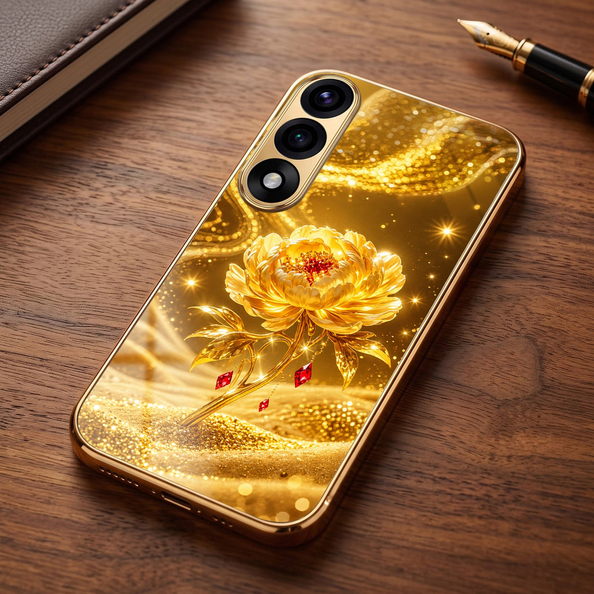 Oneplus Nord 5 5G Golden Rose Elegance Gold Electroplated Glass Phone Back Case