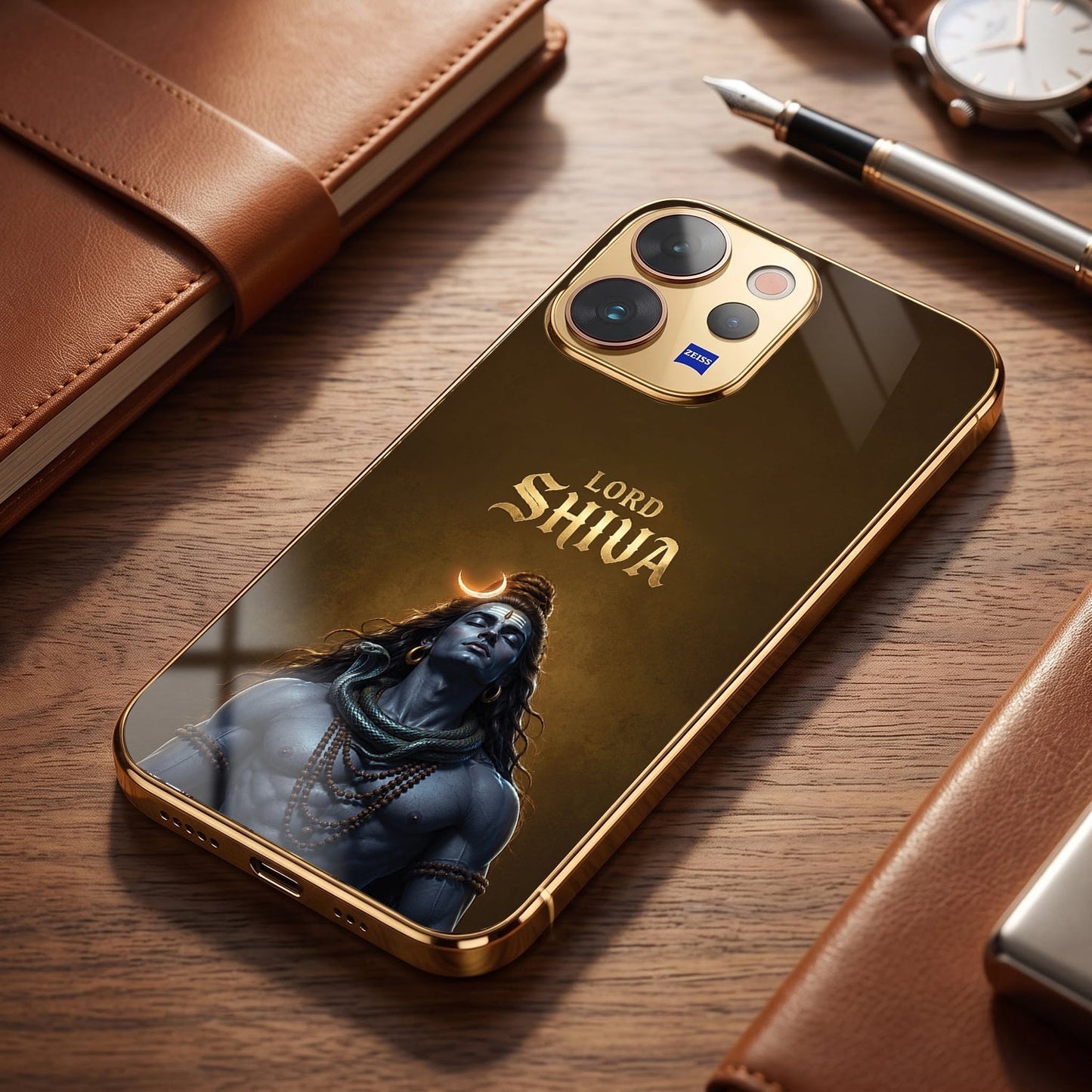Vivo V70 5G Lord Shiva Gold Electroplated Glass Phone Back Case