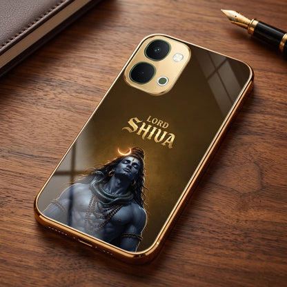 Vivo T5x 5G Lord Shiva Gold Electroplated Glass Phone Back Case