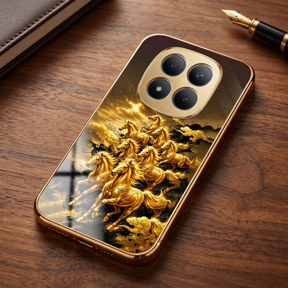 Redmi Note 15 Pro+ 5G Celestial Seven Horses Gold Electroplated Glass Phone Back Case