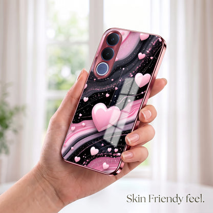 Vivo V70 FE 5G Love Sparkle Pink Electroplated Glass Phone Back Case