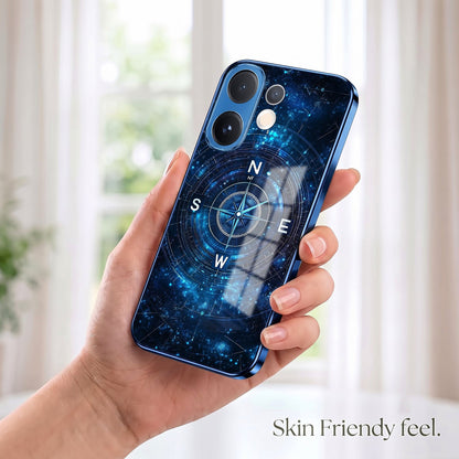 Vivo V60 5G Astral Compass Blue Electroplated Glass Phone Back Case