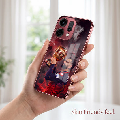 Oppo Reno 14 5G Virat Kohli Burgundy Electroplated Glass Back Case