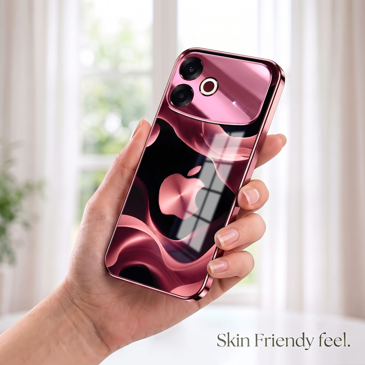 Oppo F33 Pro 5G Luxury Wave Pink Electroplated Glass Phone Back Case