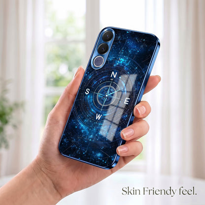 Vivo V70 FE 5G Astral Compass Blue Electroplated Glass Phone Back Case