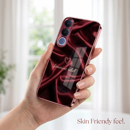 Vivo V70 FE 5G Feminine Rebel Burgundy Electroplated Glass Back Case