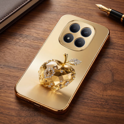 Redmi Note 15 Pro+ 5G Golden Apple Gold Electroplated Glass Phone Back Case