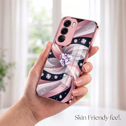 Oppo Reno 12 Pro 5G Diamond Glam Pink Electroplated Glass Phone Back Case