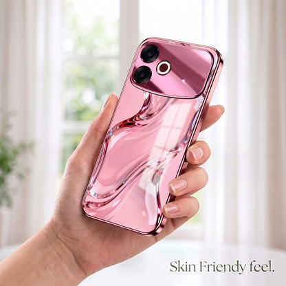 Oppo F33 Pro 5G Crystal Wave Energy Pink Electroplated Glass Phone Back Case