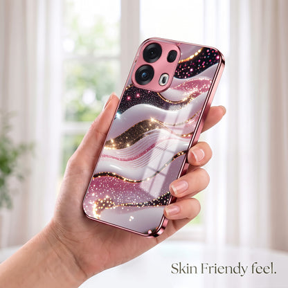 Oppo Reno 13 Pro 5G Midnight Pearl Wave Pink Electroplated Glass Phone Back Case