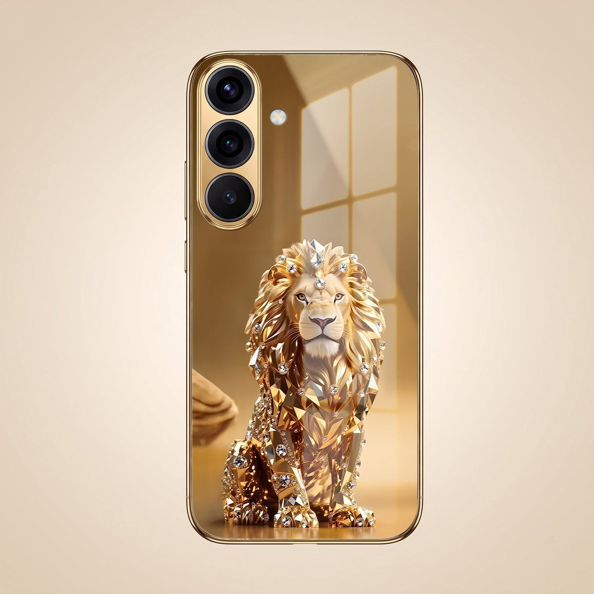 Samsung Galaxy A36 5G Luxury Lion Gold Electroplated Glass Phone Back Case