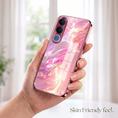 Vivo V70 FE 5G Pearl Aurora Pink Electroplated Glass Phone Back Case