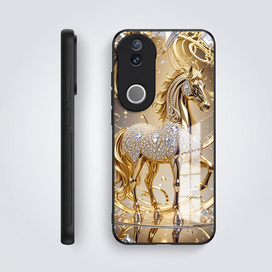Vivo V50 5G Luxury Horse Texture Acrylic Glass Back Case