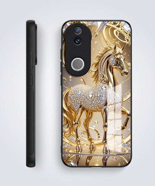 Vivo V50 5G Luxury Horse Texture Acrylic Glass Back Case