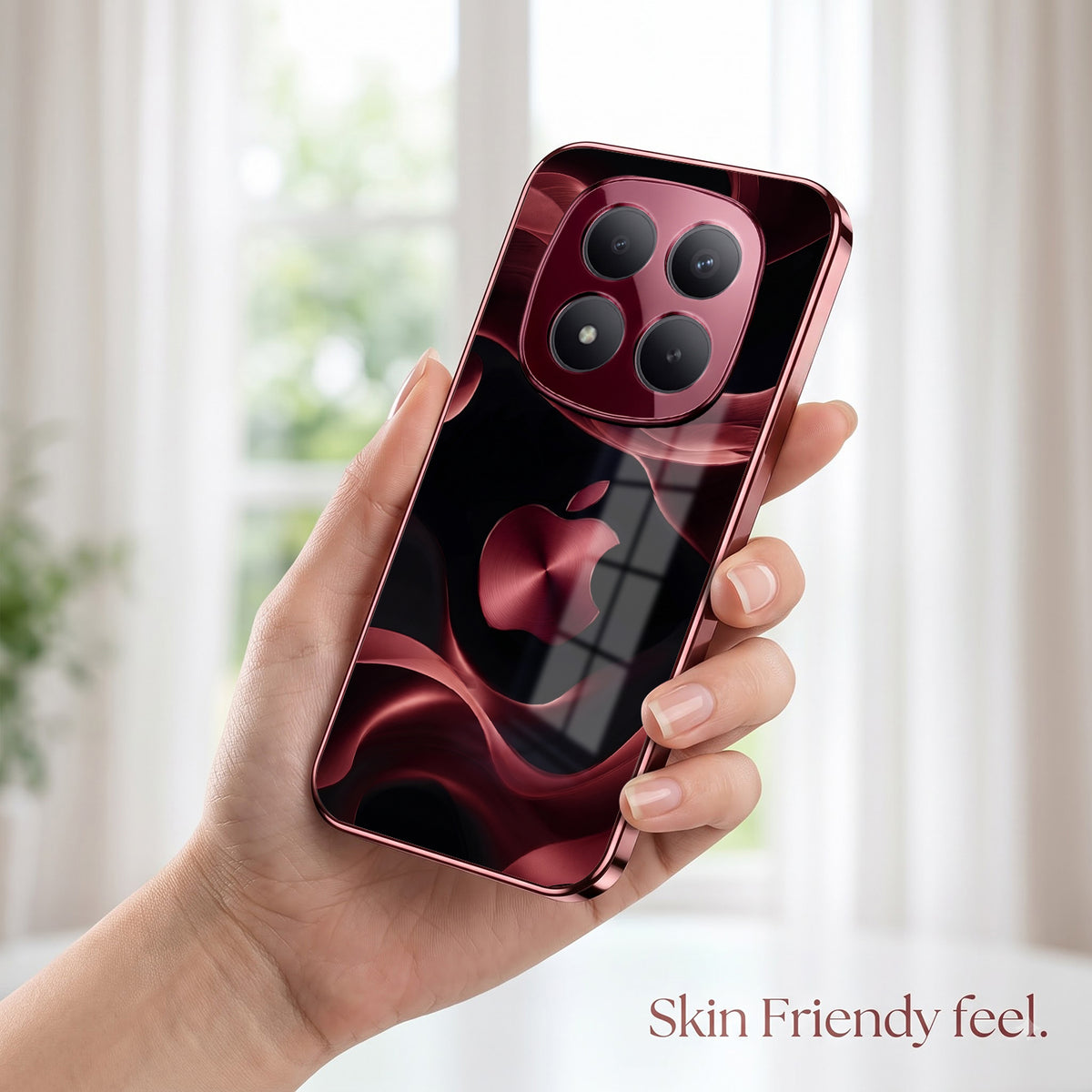 Redmi Note 15 Pro Plus 5G Wave Apple Burgundy Electroplated Glass Back Case