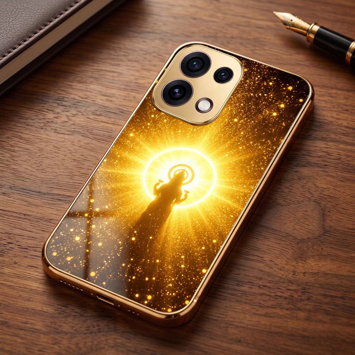 Oppo Reno 16C 5G Lakshmi Sacred Gold Electroplated Glass Phone Back Case