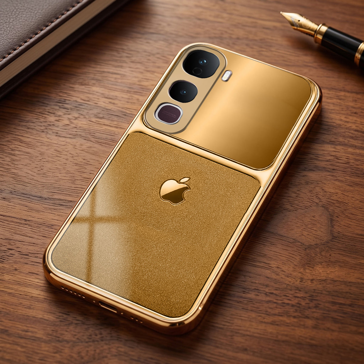 Vivo Y400 Pro 5G Royal Touch Apple Gold Electroplated Glass Phone Back Case