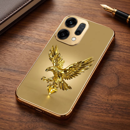Oppo Reno 14 5G Golden Eagle Gold Electroplated Glass Phone Back Case