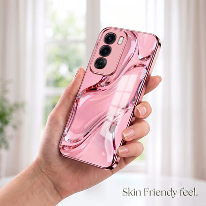 Oppo Reno 12 Pro 5G Crystal Wave Energy Pink Electroplated Glass Phone Back Case