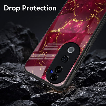 Vivo V40 Pro 5G Luxury Crimson Marble Acrylic Glass Back Case