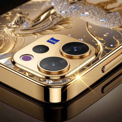 Vivo V70 5G Luxury Horse Texture Gold Electroplated Glass Phone Back Case