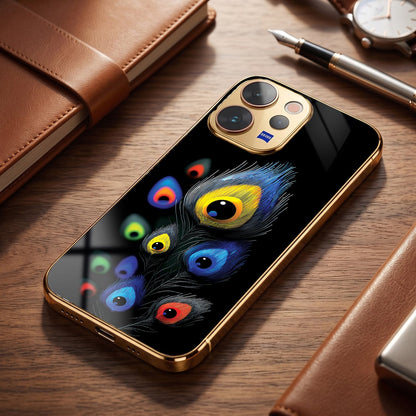 Vivo V70 5G Premium Peacock Feather Gold Electroplated Glass Phone Back Case