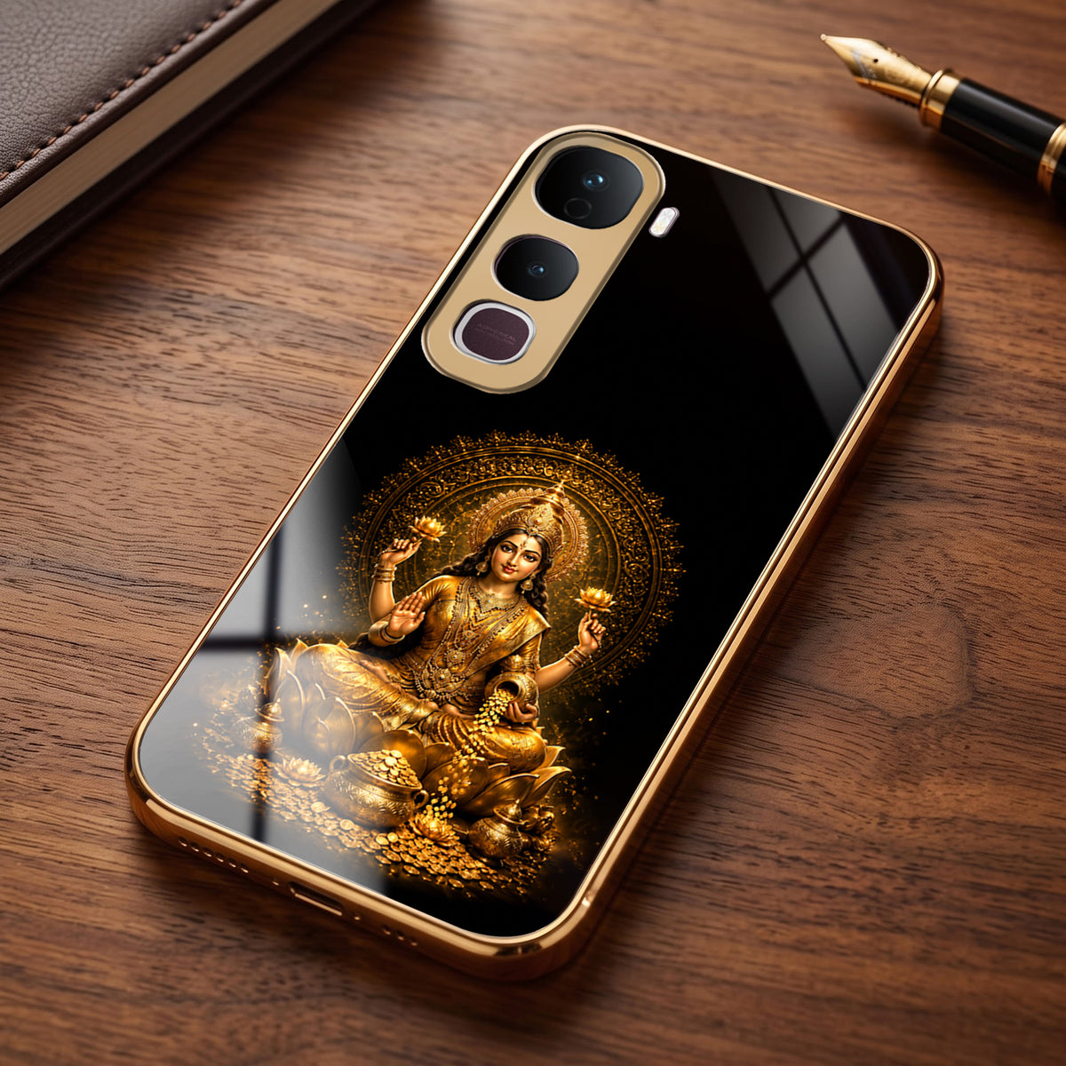 Vivo Y400 Pro 5G Golden Maa Lakshmi Gold Electroplated Glass Phone Back Case