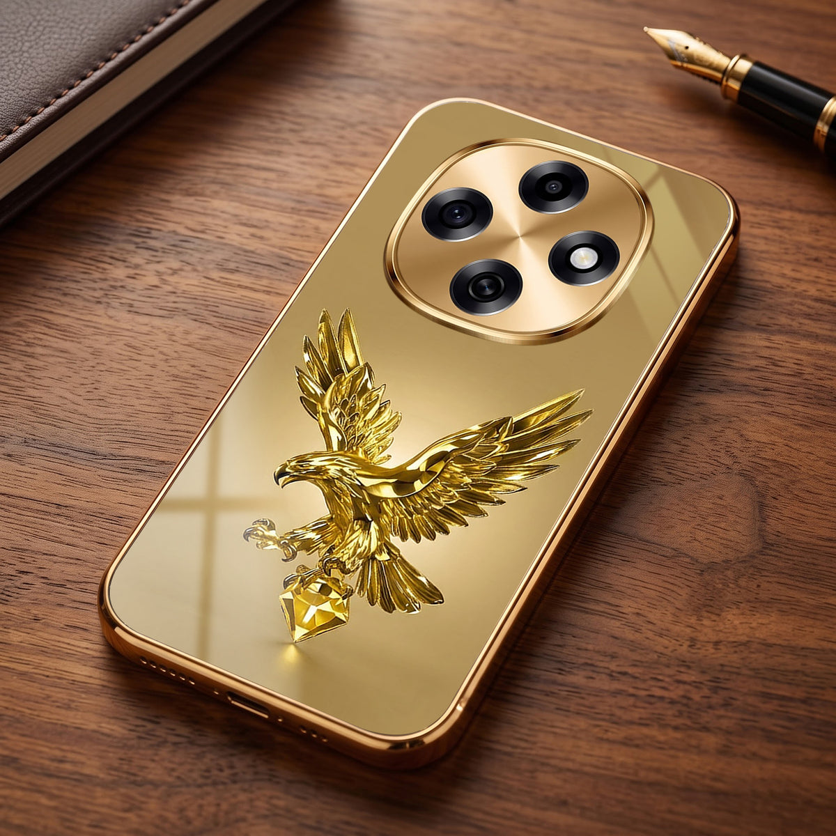 OPPO F31 Pro 5G Golden Eagle Gold Electroplated Glass Phone Back Case
