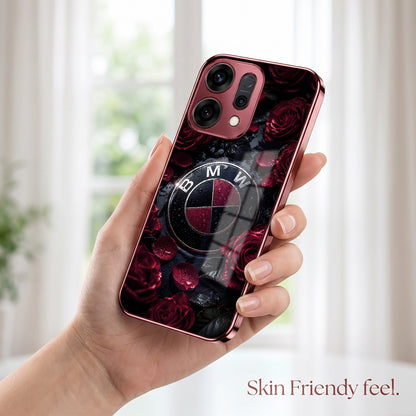 Oppo Reno 14 5G BMW Logo Burgundy Electroplated Glass Back Case
