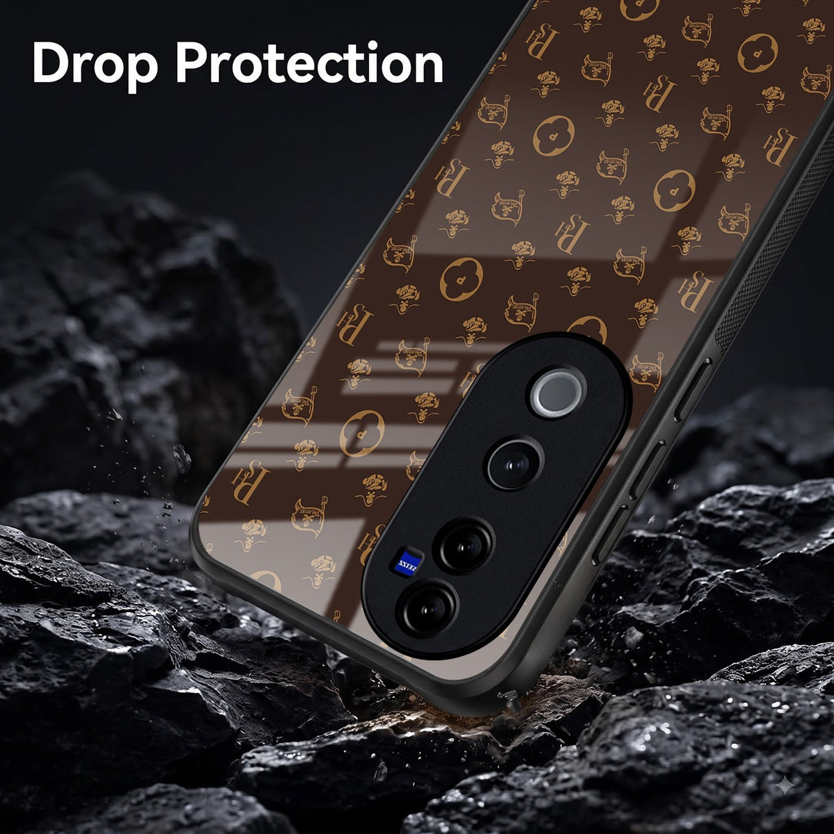 Vivo V40 Pro 5G Luxury Monogram Brown Acrylic Glass Back Case