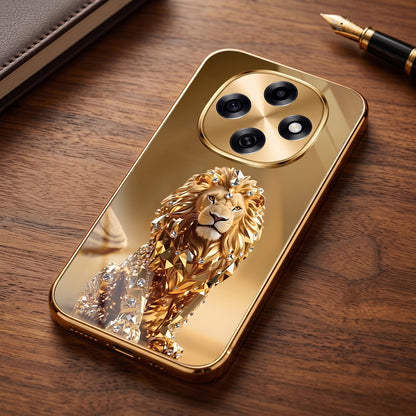 OPPO F31 Pro 5G Luxury Lion Gold Electroplated Glass Phone Back Case