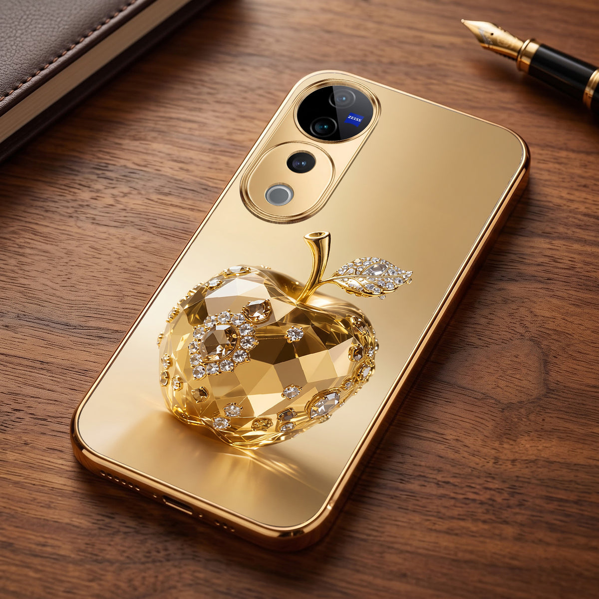 Vivo V40 Pro 5G Golden Apple Gold Electroplated Glass Phone Back Case