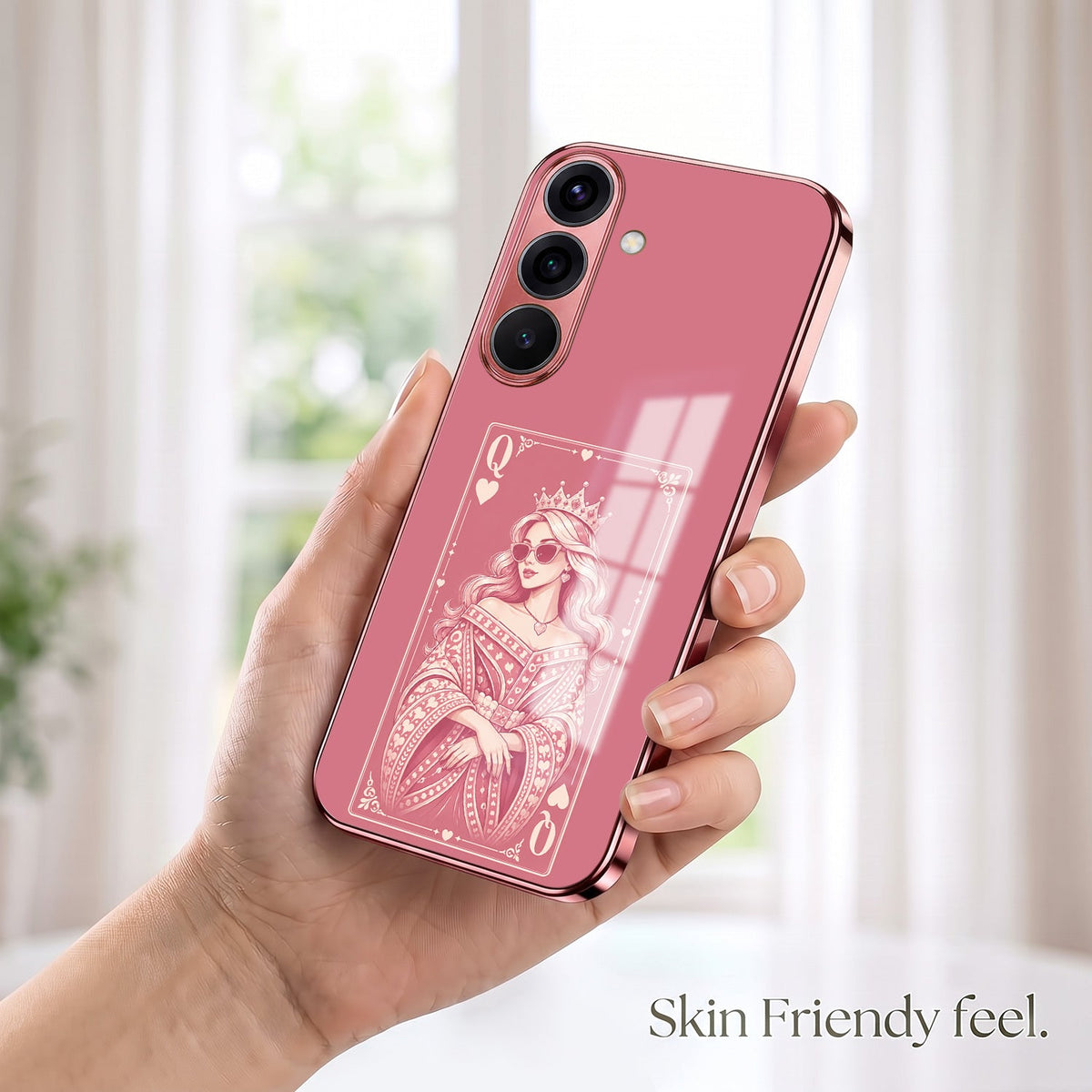 Samsung Galaxy A56 5G Luxury Royal Queen Pink Electroplated Glass Phone Back Case