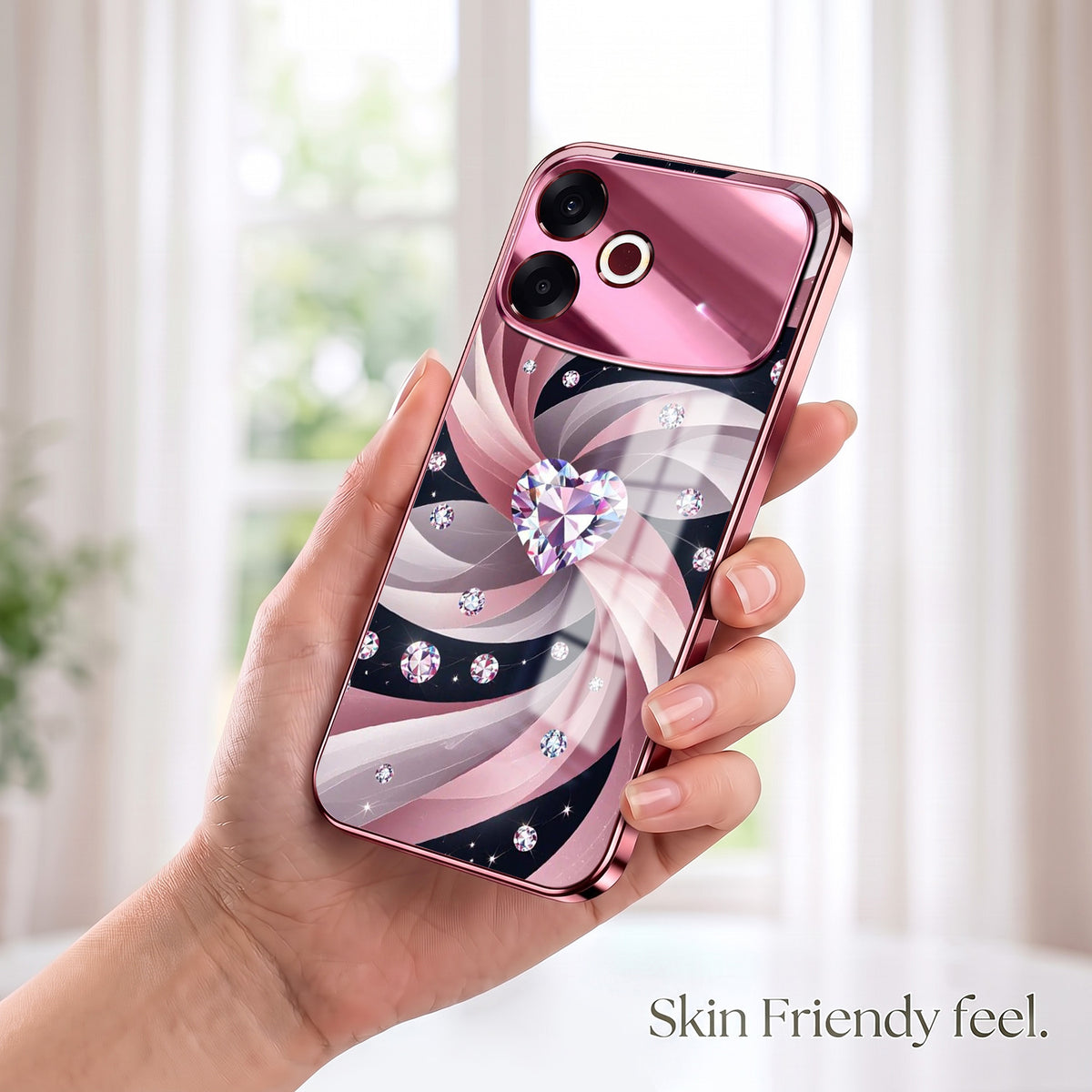 Oppo F33 Pro 5G Diamond Glam Pink Electroplated Glass Phone Back Case