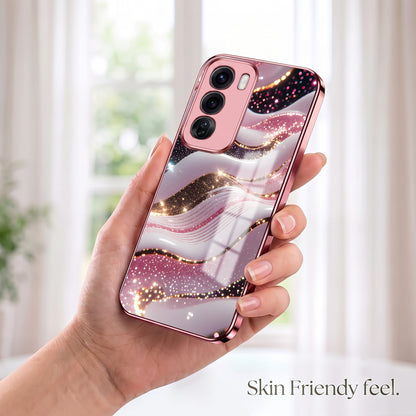 Oppo Reno 12 Pro 5G Midnight Pearl Wave Pink Electroplated Glass Phone Back Case